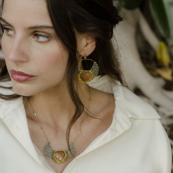 LOLLY PEACH EMBROIDERED EARRINGS