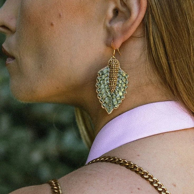 LOLLY PEACH EMBROIDERED EARRINGS