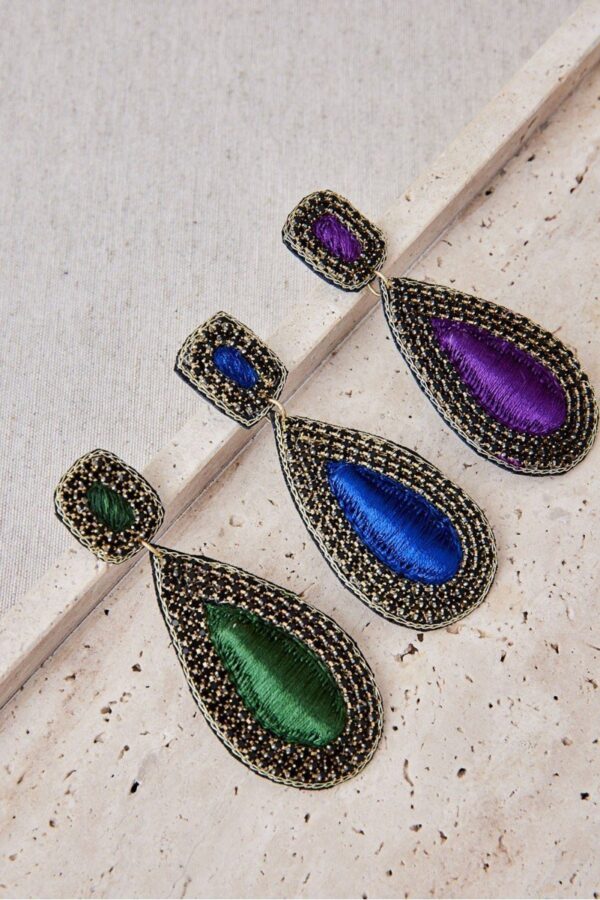 EMBROIDERED THREAD EARRINGS