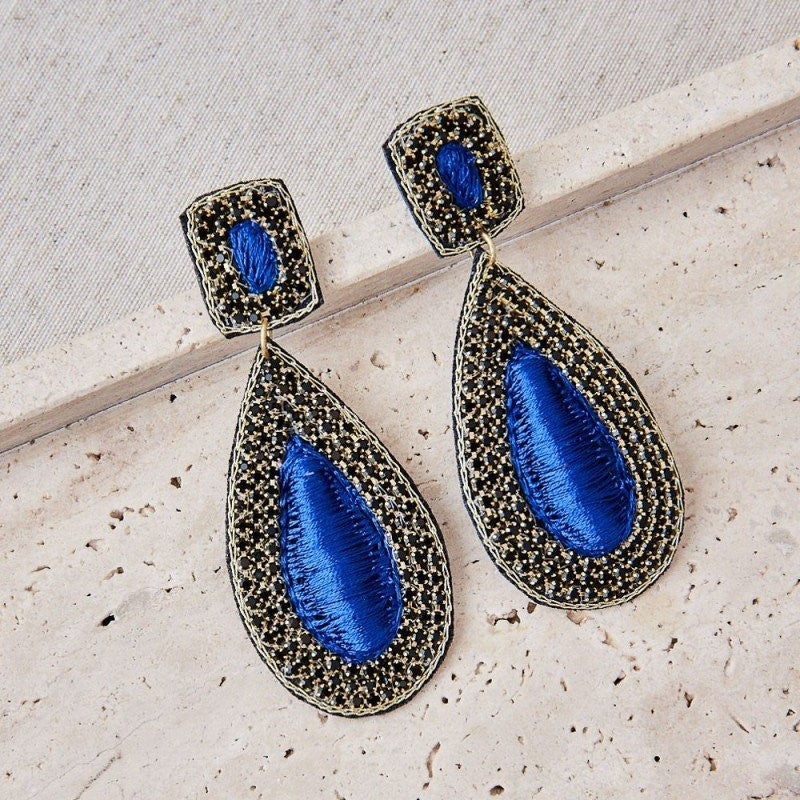 EMBROIDERED FLOWER EARRINGS