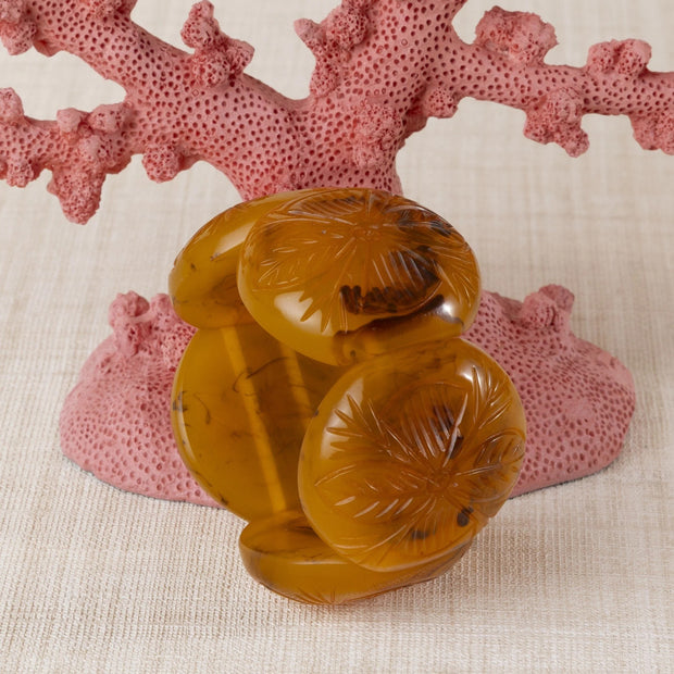 BRAZALETE RESINA TALLADA MOSTAZA
