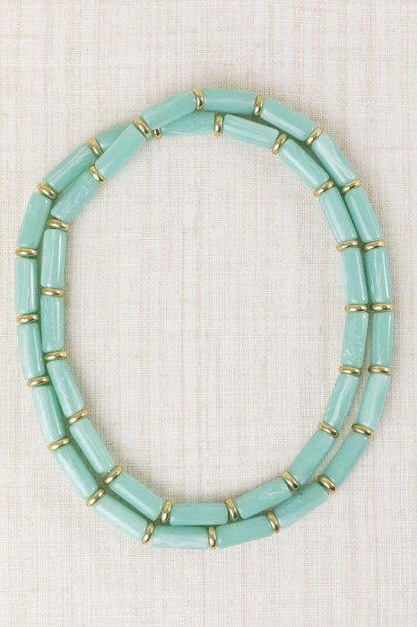COLLAR LARGO TUBULAR RESINA TURQUESA