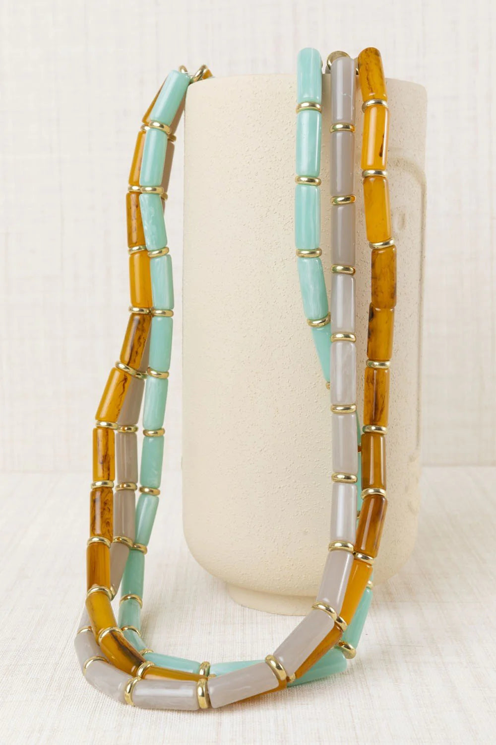 COLLAR LARGO TUBULAR RESINA TURQUESA