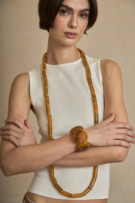 COLLAR LARGO TUBULAR RESINA TURQUESA