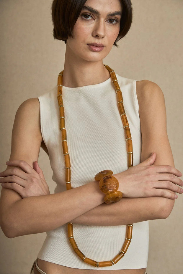 COLLAR LARGO TUBULAR RESINA TURQUESA