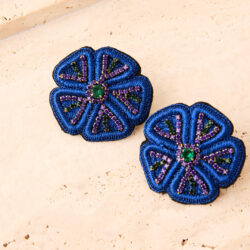 PENDIENTES FLOR BORDADA
