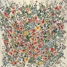 PAÑUELO CUADRADO 110X110 FLORES BLANCO