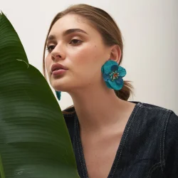 PENDIENTES ORQUIDEA AGUA