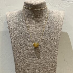 COLLAR CADENA FINA Y BOLA PIEDRA AZUL AMBAR