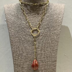 COLLAR CADENA Y PIEZA CERÁMICA NARANJA