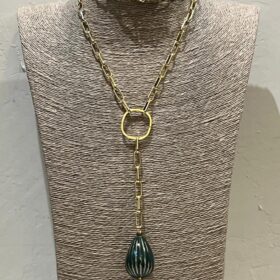 COLLAR CADENA Y PIEZA CERÁMICA VERDE