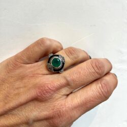 ANILLO CÍRCULO AGATA VERDE Y ONIX