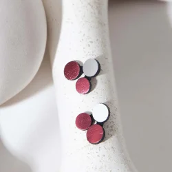 PENDIENTES ABSTRACTION SMALL PLATA Y BURGUNDY
