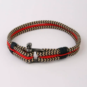 PULSERA TRIPLE NAVY BEIGE Y ROJO