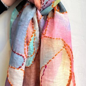 FOULARD LINO 100% ROSA Y MALVAS
