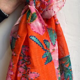 FOULARD LINO 100% ROJO Y ROSA