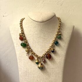 COLLAR ACERO CON CHARMS SELLO AGATA VERDE