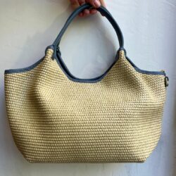 BOLSO RAFIA Y CUERO AZUL
