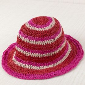 SOMBRERO RAFIA RAYAS FUCSIA