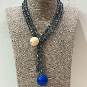 COLLAR SPHERA AZUL Y MARFIL