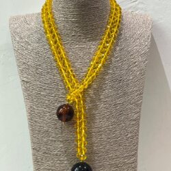 COLLAR SPHERA NEGRO Y AMBAR