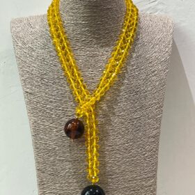 COLLAR SPHERA NEGRO Y AMBAR